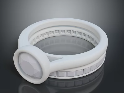 Modern White Circular Household Item With Decorative Button And Grid Design 3d model