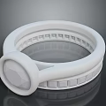 Modern White Circular Household Item With Decorative Button And Grid Design