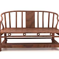 Wooden Multi-person Sofa With Traditional Curved Backrest And Carved Armrest Design