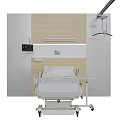 Medical Equipment Featuring Hospital Bed Wall Mounted Control Panel And IV Pole In Clinical Setting