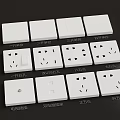 White Electrical Outlets and Switches with Different Socket and Switch Types 3d model