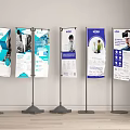 Public Facility Roll Up Banners With Various Commercial Posters For Information Display In Public Area