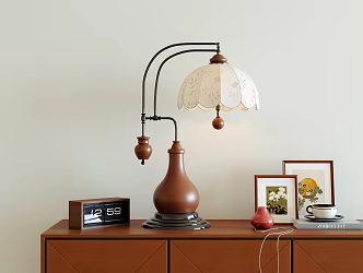 Antique Table Lamp Photo Frame Candle Decorative Ornaments Combination 3d model