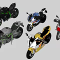 Stylish Sporty Motorcycles In Different Colors And Various Styles On