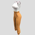 White Sleeveless Tank Top with Brown High Waist Pockets Tapered Pants Casual Outfit