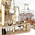 Premium Kitchen Bar Tools With Brass Ice Bucket Cocktail Shaker And Glasses