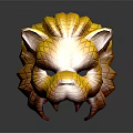 Golden Animal Head Mask With Intricate Grid Pattern And Shiny Texture