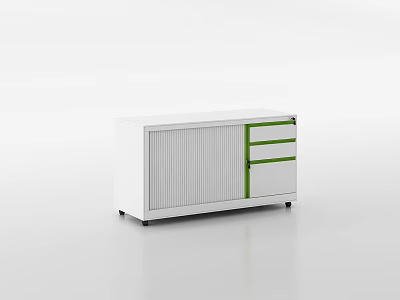 Modern White Bookcase Design With Green Drawers And Cabinet Doors 3d model