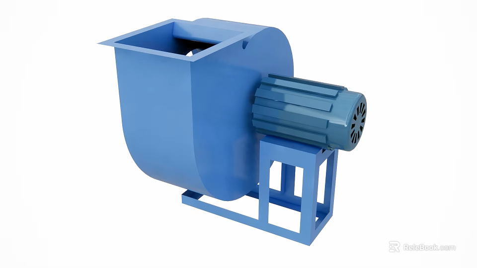 Blue Commercial Kitchen Ventilation Fan Industrial Equipment With Stable Metal Base 3d model 