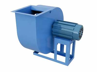 Blue Commercial Kitchen Ventilation Fan Industrial Equipment With Stable Metal Base 3d model