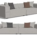 Modern Light Gray Fabric Two Seater Sofa with Black White Checkered and Brown Pillows