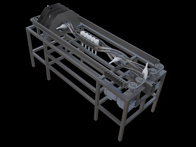 Industrial Processing Equipment With Metal Frame Conveyor System And Mechanical Components 3d model
