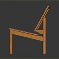 Orange Wooden Chair Featuring Slatted Back And Slatted Seat Simple Design