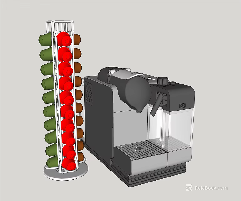Stylish Modern Kitchen Coffee Machine With Colorful Capsule Storage Rack 3d model