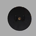 Vintage Circular Shield With Black And Silver Radiant Design And Golden Center Rivets