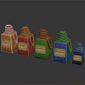 Colorful Decorative Potion Bottles with Rope Seals and Labeled Designs for Home Decor