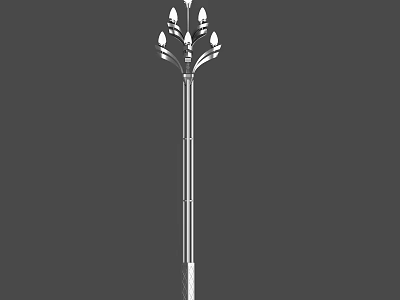 Ornamental Outdoor Lamp With Tall Decorative Pole And Multiple Light Heads For Exterior Lighting 3d model