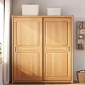 Minimalist Wooden Wardrobe Interior With Double Door Design And Light Wood Tone