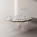 Modern Round Dining Table With Marble Top And Transparent Acrylic Legs