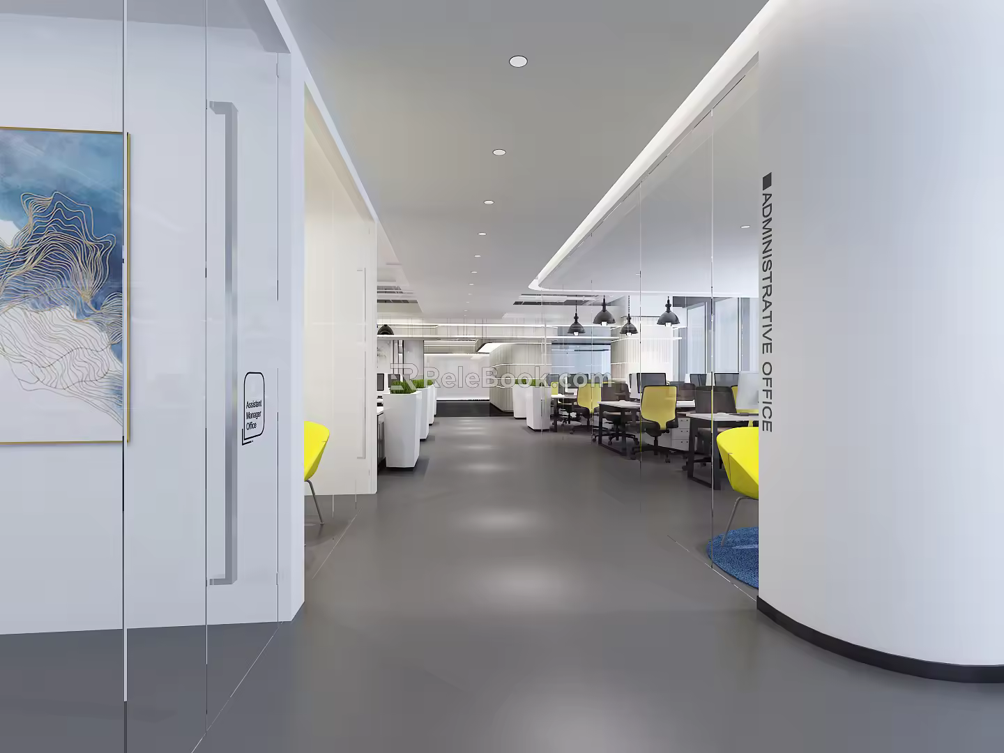 modern public office area open office area 3d model