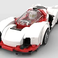 Red And White Building Blocks Sports Car Design With Detailed Structure