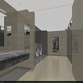 Modern Public Restroom Interior Design With Two Sinks Marble Countertop And Mirrored Walls