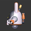 Cartoon Rabbit Shaped Robot Toy With Pink Ears Blue Visor And Yellow Smiley Face