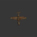 Rusted Metal Aerospace Airplane Model With Intricate Structure Propeller And Wings