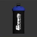 Shaker Bottle With Black Body And Blue Lid And Growth Supplements Text