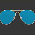 Aviator Sunglasses With Gold Frame Blue Reflective Lenses And Surface Reflection 3d model