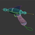 Futuristic Blue Sci Fi Weapon With Coiled Grip Spiked Tip And Sleek Design