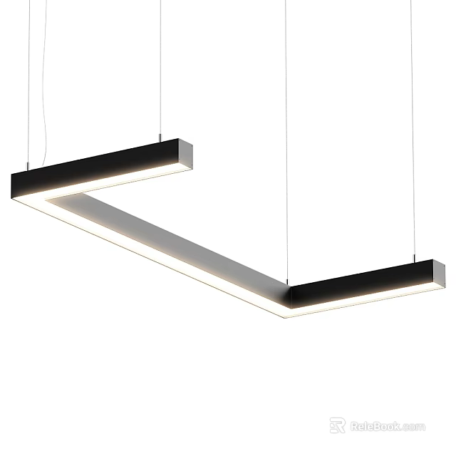 Modern Linear Pendant Light With Black And White Sleek Design For Contemporary Interiors 3d model 