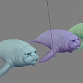 Three-Shading Two-Shading Manatee Seal Walrus Mammals Realistic Wind Games Wind Mount Monster Hand-painted Animals 3d model