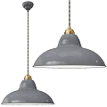 Modern Two Gray Ceramic Dome Shaped Pendant Lights With Golden Top 3d model