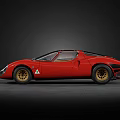 Red Classic Vintage Sports Car With Streamlined Body And Gold Wheels