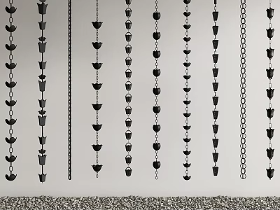 Artistic Natural Stone and Wood Handcrafted Hanging Curtains with Unique Patterns 3d model