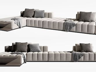 Modern corner sofa fabric multi-person sofa 3d model