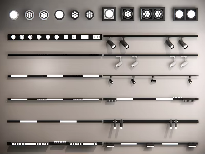 Various Styles of Downlights and Spotlights in Modern Lighting Collection 3d model