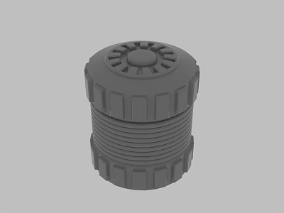 Gray Cylindrical Mechanical Part With Threaded Body And Star Shaped Top 3d model