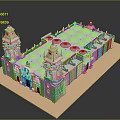 Elaborate Classical Building Model Featuring Twin Towers Golden Domes And Ornate Base