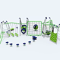 Green And White Playground Equipment With Slides Climbing Frames Swings And Rotating Rings