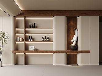 Cream style wine cabinet 3d model