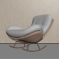 Modern Rocking Chair Featuring Black White Houndstooth Pattern Brown Frame Curved Design