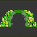 Festive Green Decorative Arch with Green Pink Balls Leaves and Flowers