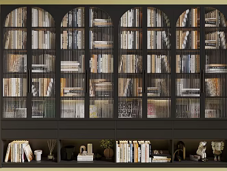 Middle Ages Bookcase French Bookcase Book Decoration Study Bookcase Living Room Bookcase Full Wall Bookcase 3d model