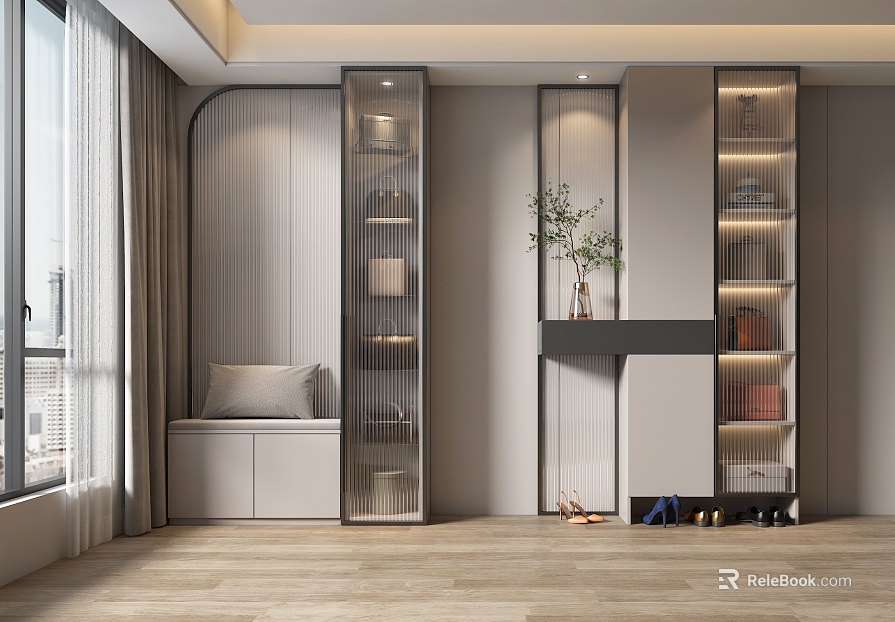 Modern Shoe Cabinet Entrance Cabinet texture