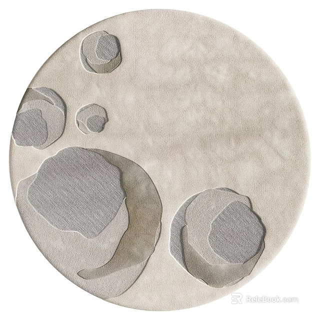 Modern Round Rug With Irregular Gray Patterns In Light Neutral Tone Design 3d model