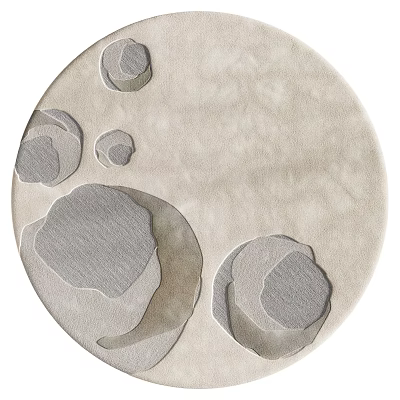 Modern Round Rug With Irregular Gray Patterns In Light Neutral Tone Design 3d model