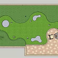 Golf Course Fitness Activity With Green Turf Bunkers Holes And Seating Area
