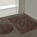 Geometric Patterned Round And Rectangular Rugs In Living Room With Wooden Floor